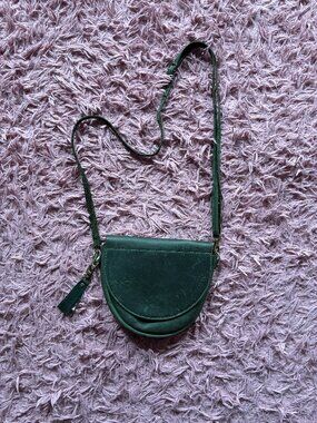 Handmade Green Leather Half Moon Crossbody Adjustable Tassel Shoulder Bag Etsy